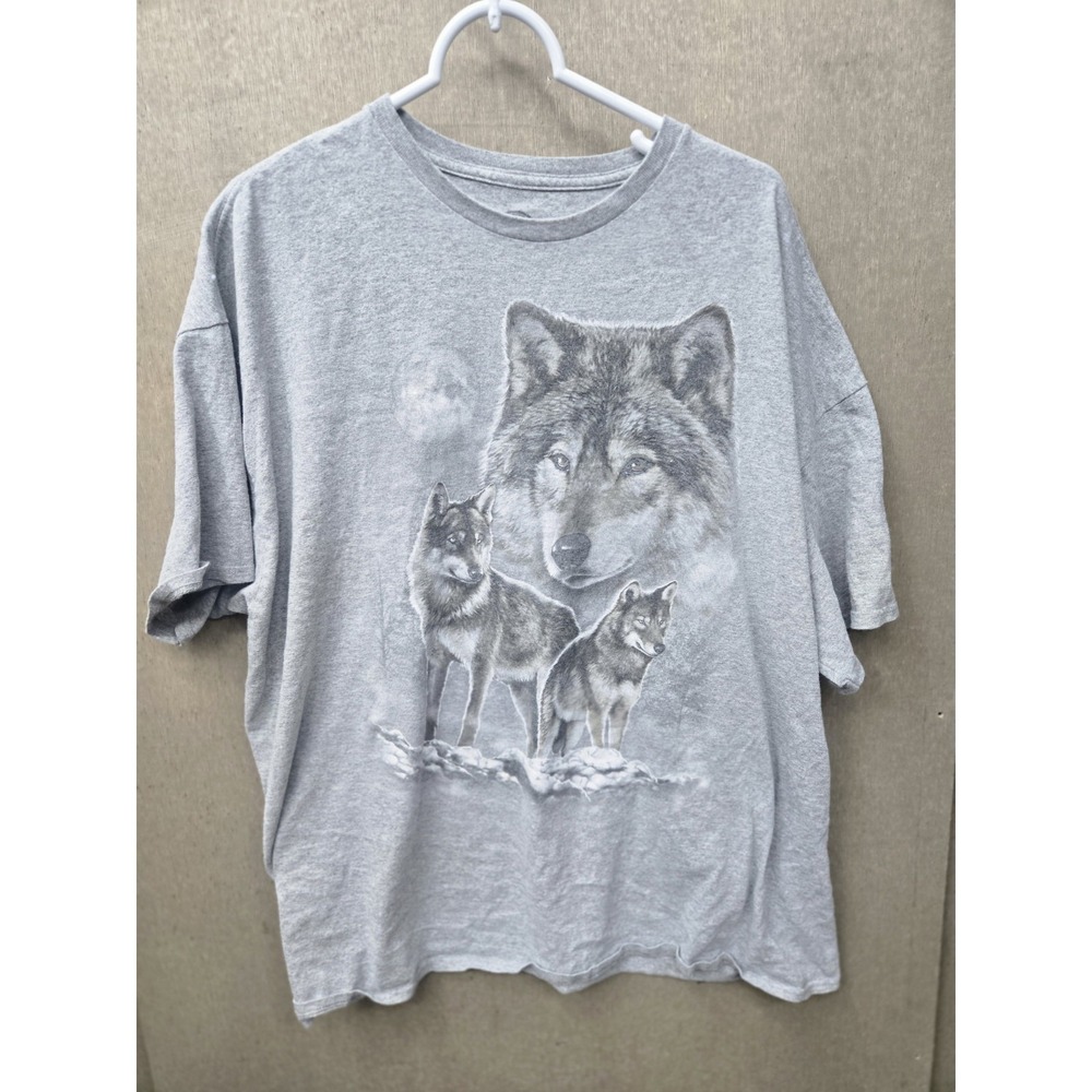 Wolf Nature Graphic T-Shirt 3XL Gray Wildlife Moon Animal Outdoor Tee